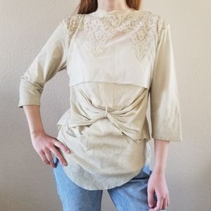 NWT SAGA Lagenlook Sand Beige Color Blouse Top Size 1